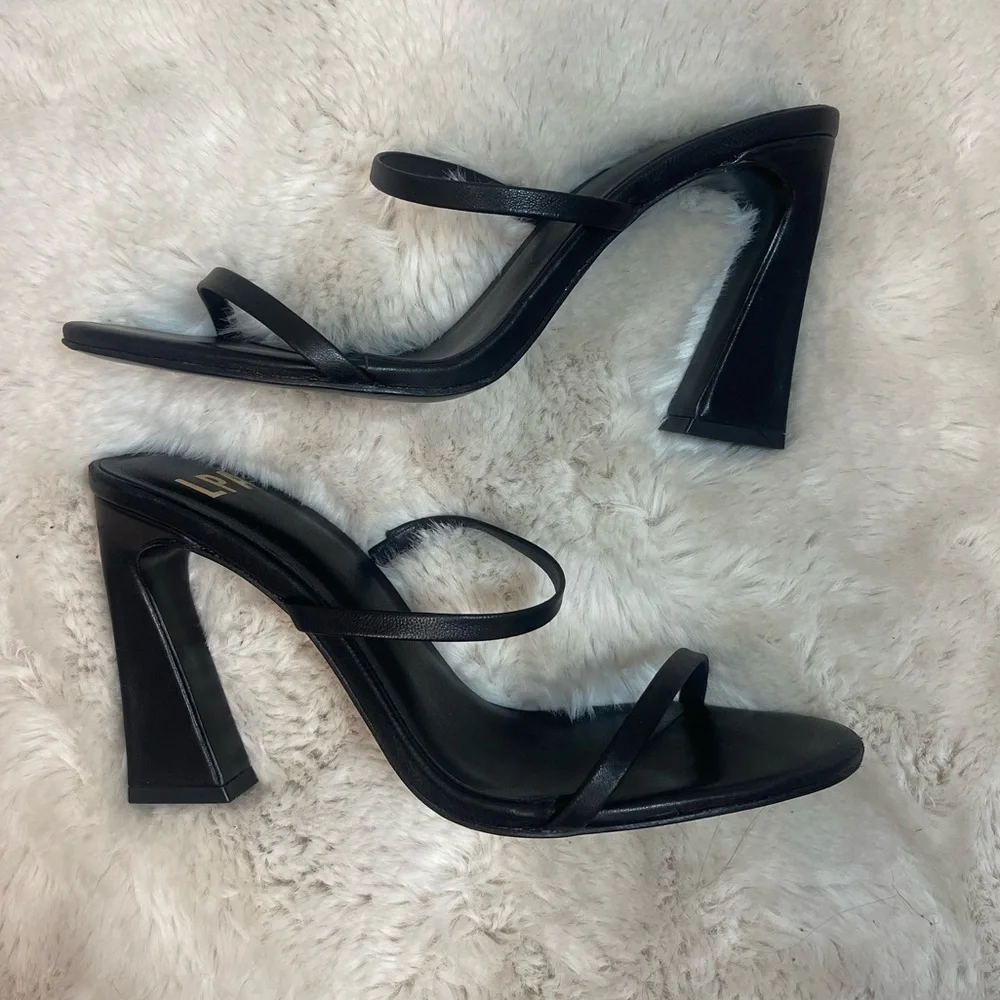 LPA Black Leather Strappy Caprice High Heel Sandals